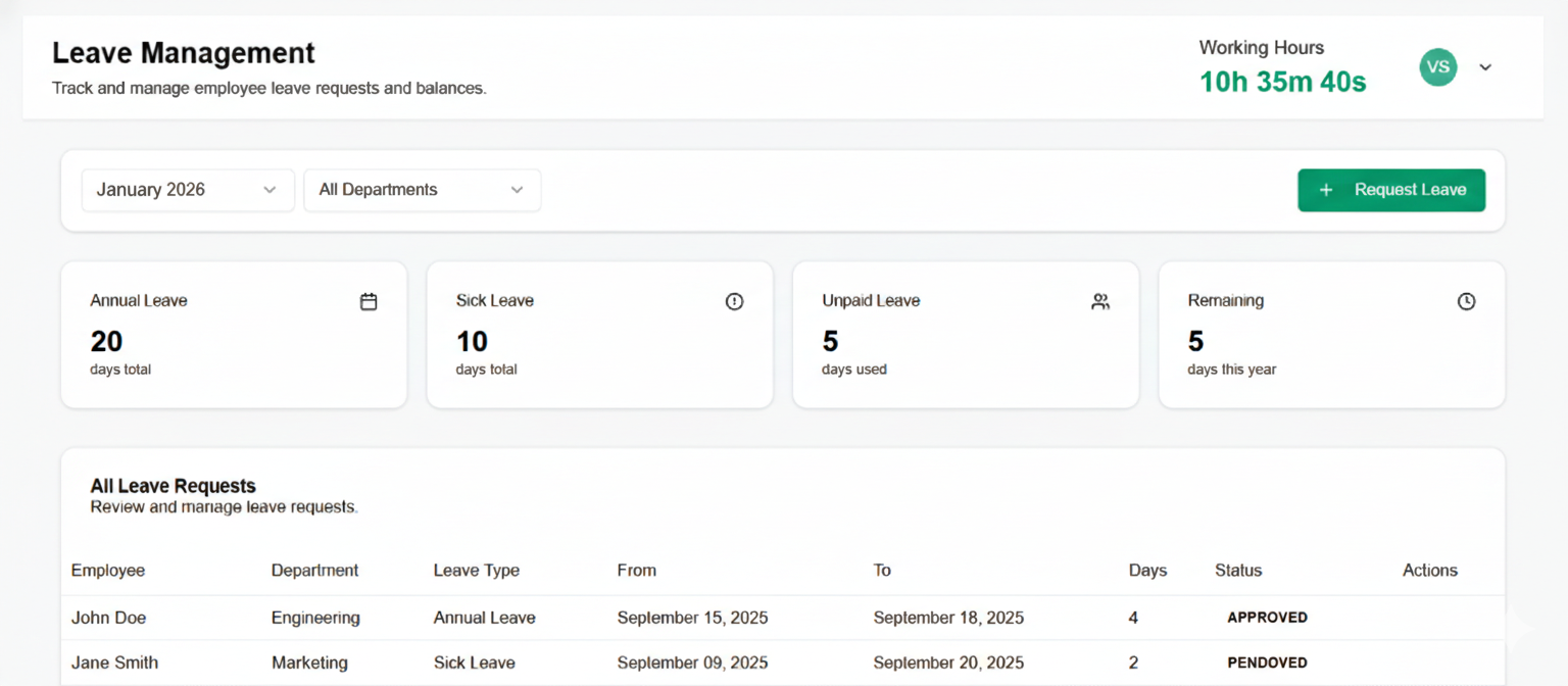 Leave Management Dashboard